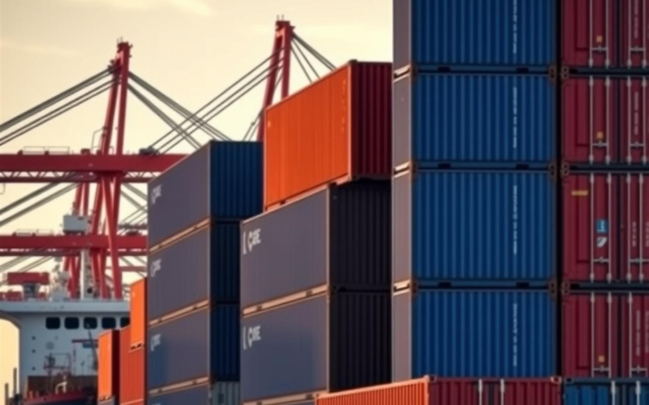 Containers being loaded at a port