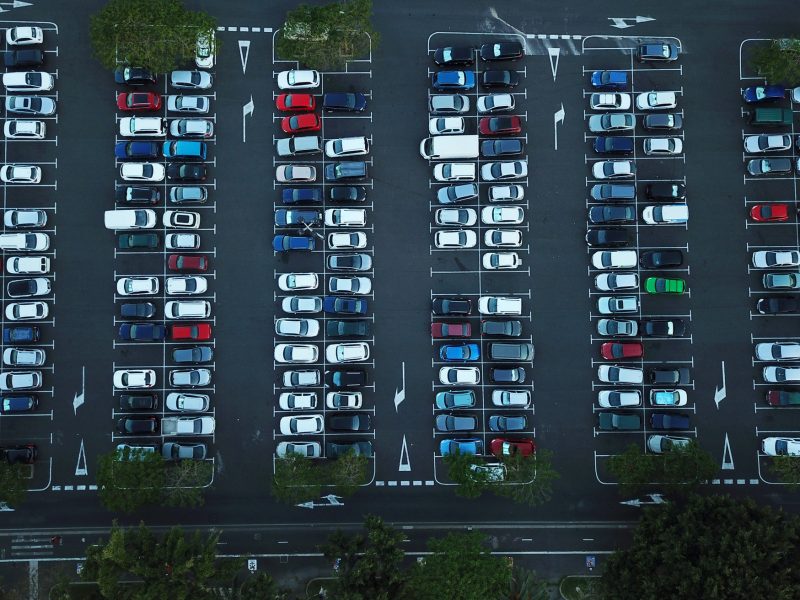 Aerial view of car parking Aerial view of car parking